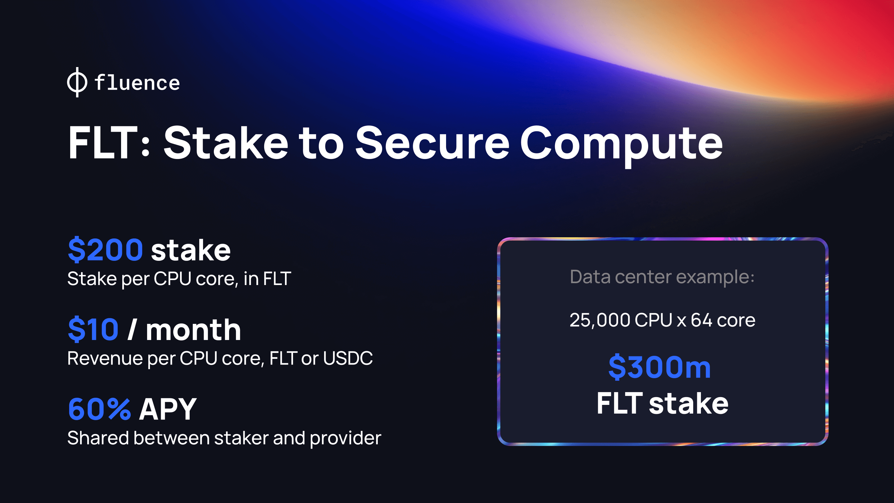 The flow of becoming a staker in the Fluence Network.
